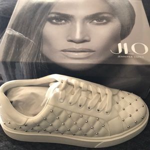 JLO ladies size 9.5 white platform sneakers